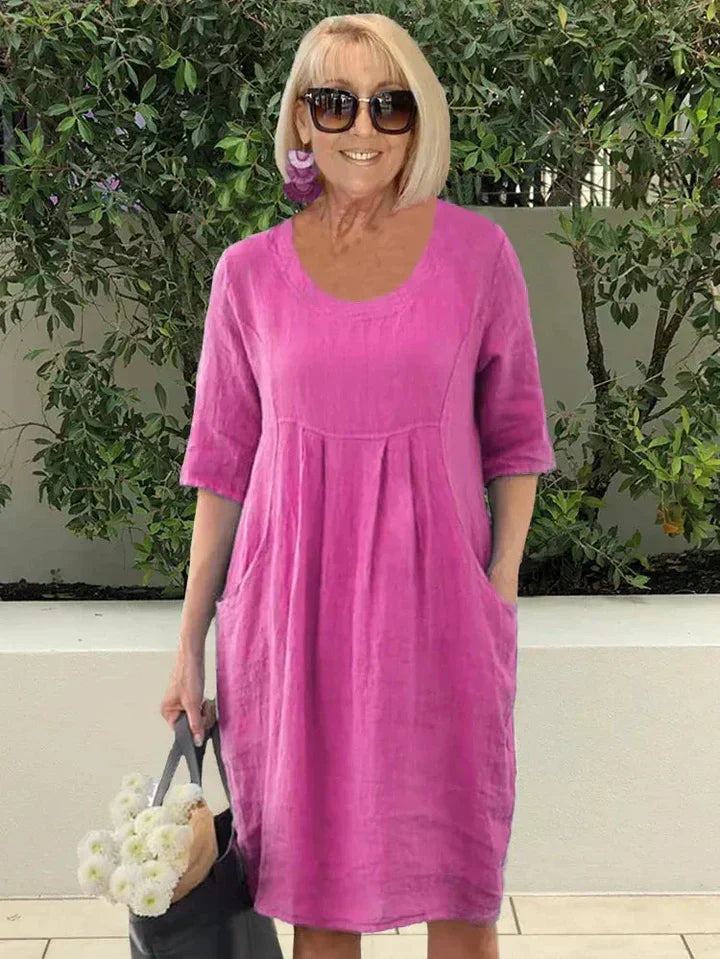 Leichtes Sommerkleid Damen aus Baumwolle und Leinen