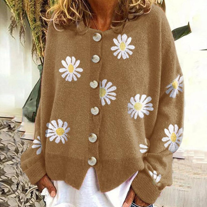Daisy Sweet Modischer Damen Strickjacke mit Blumenmuster