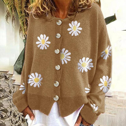 Daisy Sweet Modischer Damen Strickjacke mit Blumenmuster