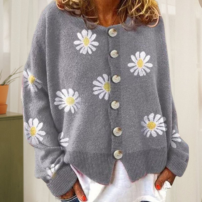 Daisy Sweet Modischer Damen Strickjacke mit Blumenmuster