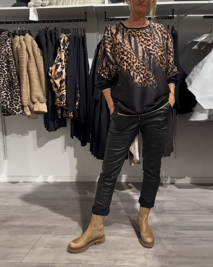 Lässige Damen Bluse mit Leopardenmuster