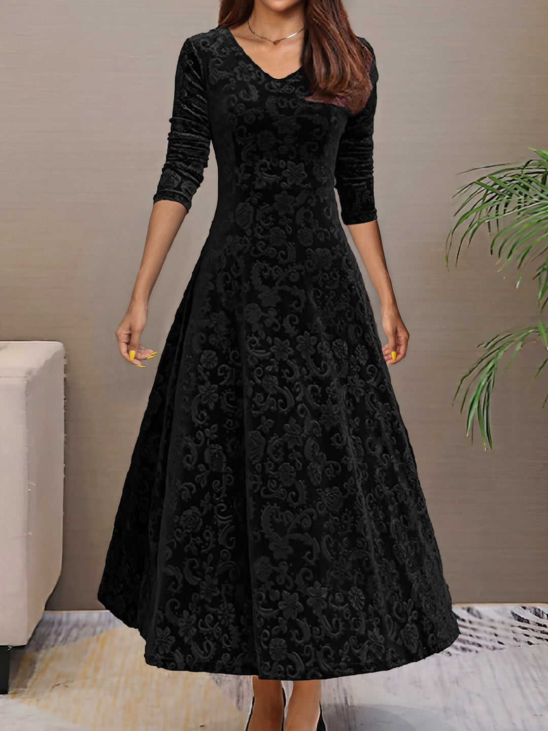 Elegantes Damen Langarmkleid