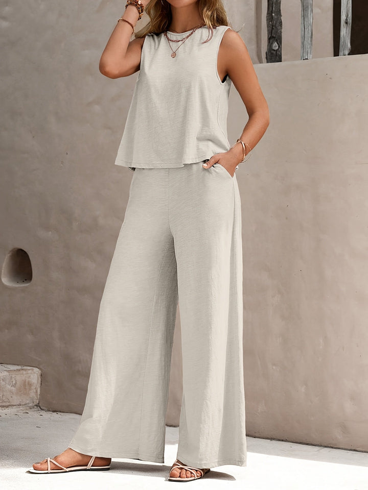 Lässiges Boho Damen Zweiteiler Set mit Weithose