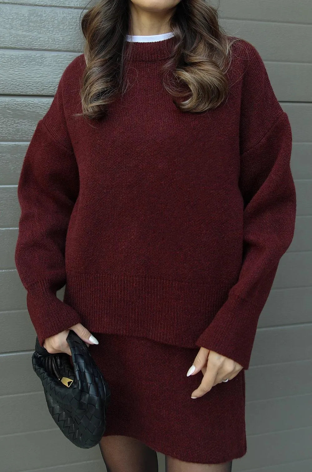 Trendiges Damen Strickset mit Pullover und Minirock