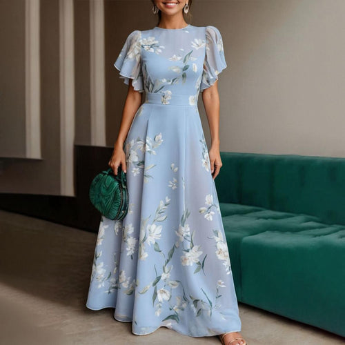 Elegantes Damen Maxikleid mit kurzen Ärmeln