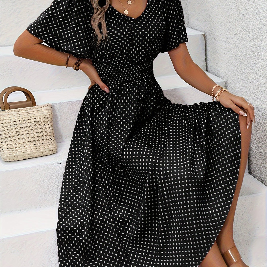 Elegantes Damen Punktekleid A-Linie