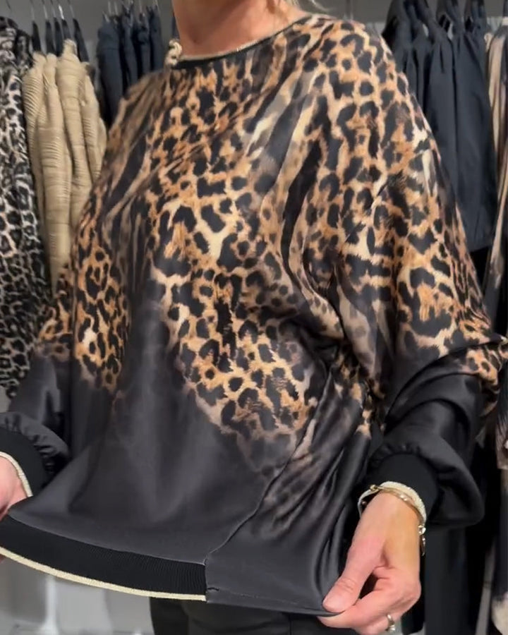Lässige Damen Bluse mit Leopardenmuster