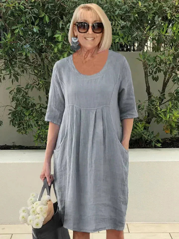 Leichtes Sommerkleid Damen aus Baumwolle und Leinen