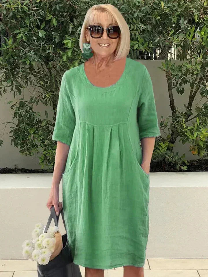 Leichtes Sommerkleid Damen aus Baumwolle und Leinen