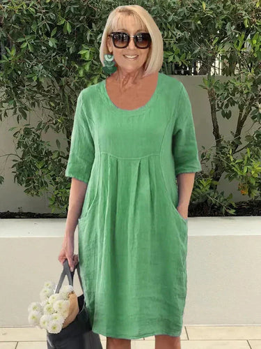Leichtes Sommerkleid Damen aus Baumwolle und Leinen