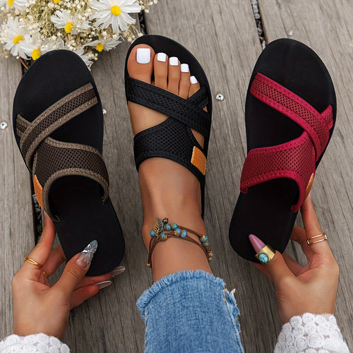Bequeme Damen Flachschuhe mit Kreuzriemen