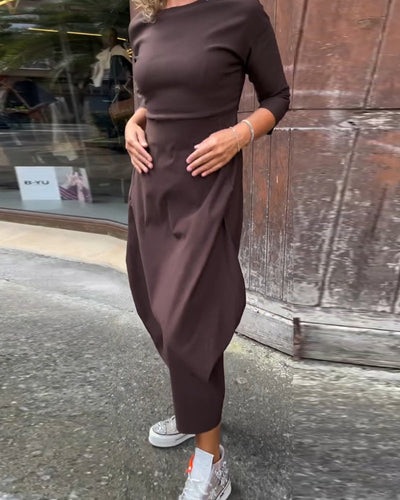 Elegantes Damen Langarmkleid mit Taschen