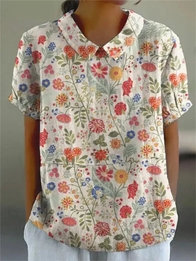 Modisches Blumenprint Damen Hemd