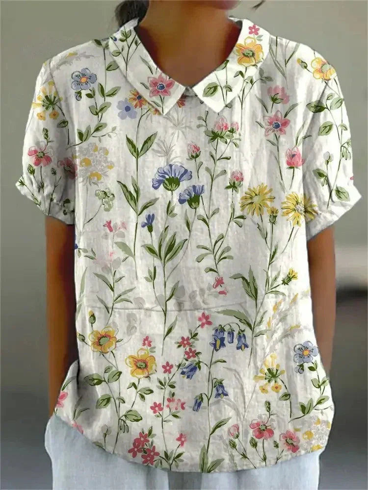 Modisches Blumenprint Damen Hemd