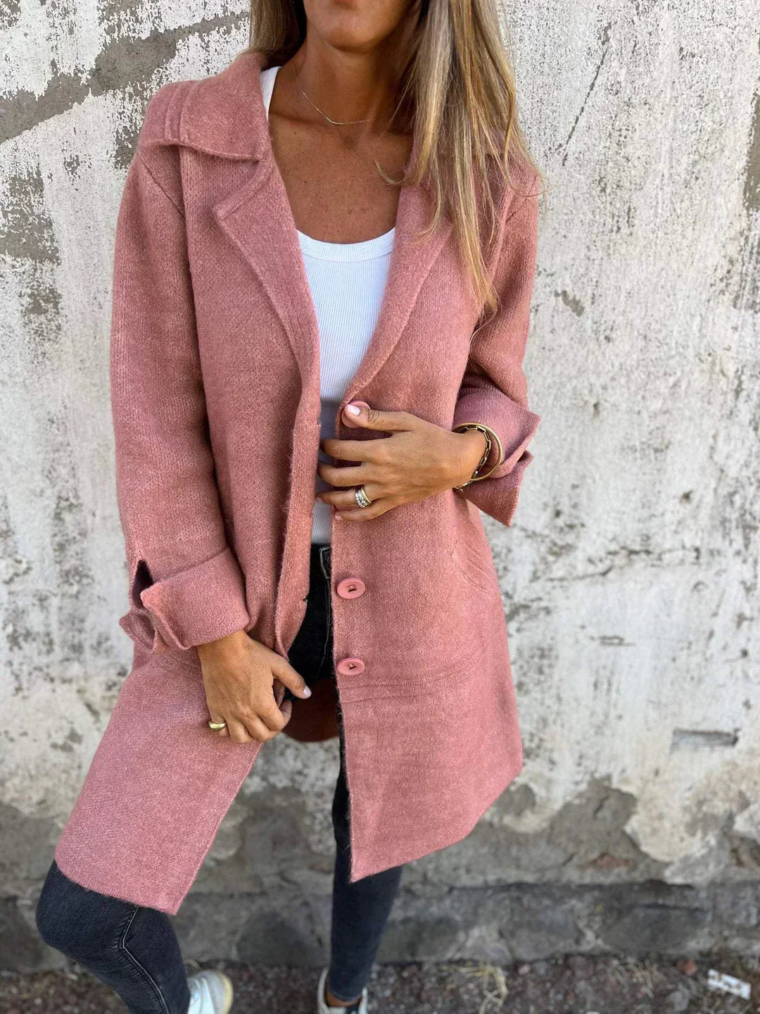 Baylea Klassischer Damen Mantel mit Knopfleiste