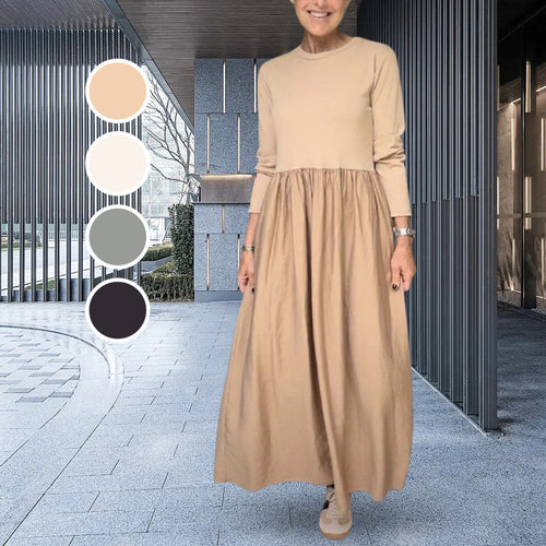 Gestricktes Langarm Damen Midi-Kleid