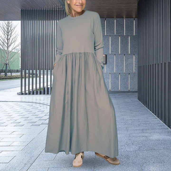 Gestricktes Langarm Damen Midi-Kleid