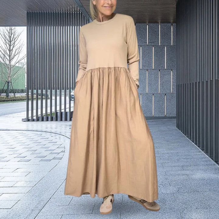 Gestricktes Langarm Damen Midi-Kleid