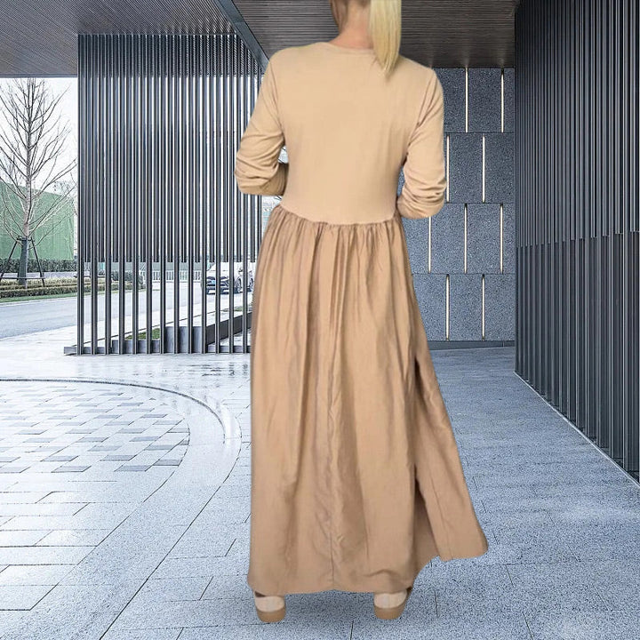 Gestricktes Langarm Damen Midi-Kleid