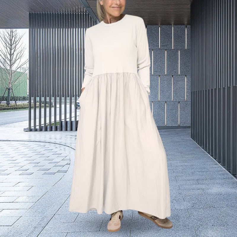 Gestricktes Langarm Damen Midi-Kleid