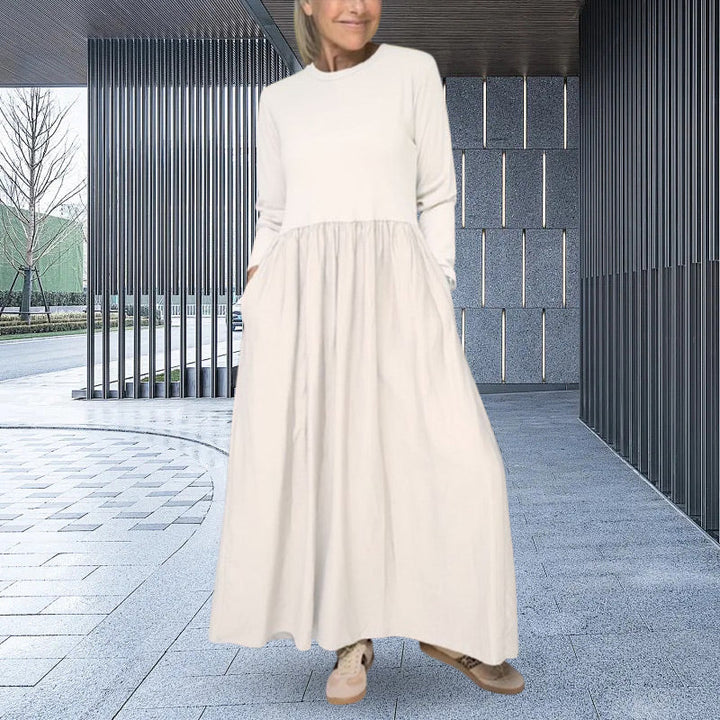 Gestricktes Langarm Damen Midi-Kleid