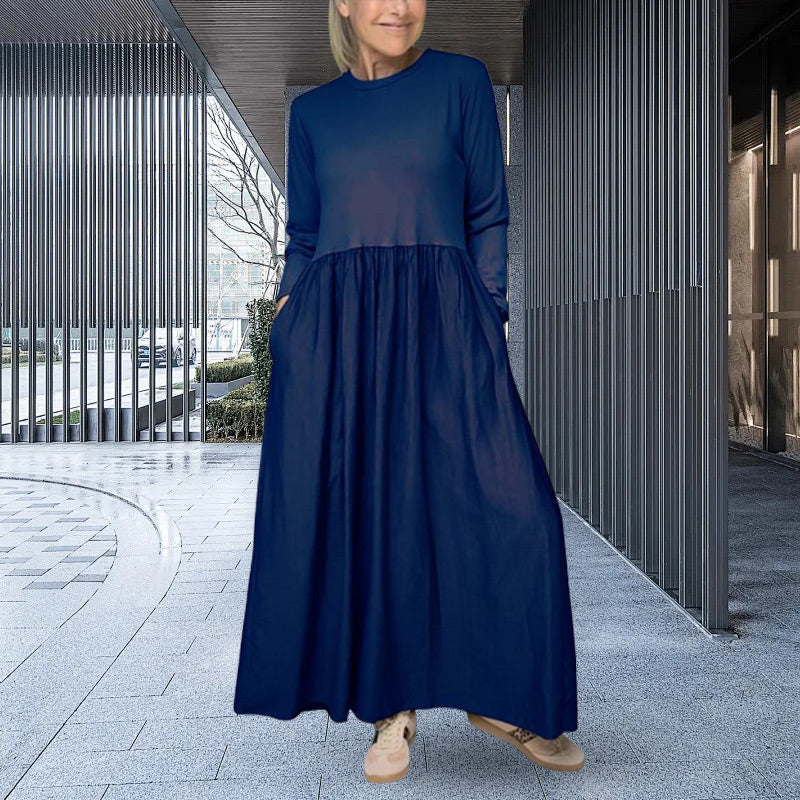 Gestricktes Langarm Damen Midi-Kleid