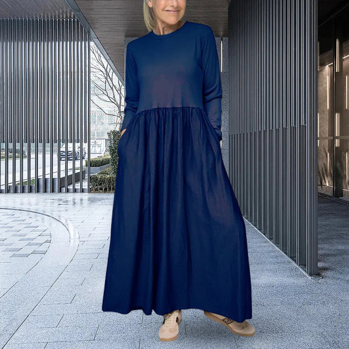 Gestricktes Langarm Damen Midi-Kleid