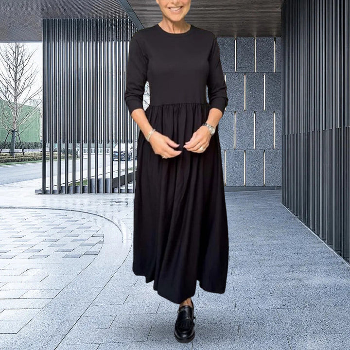 Gestricktes Langarm Damen Midi-Kleid