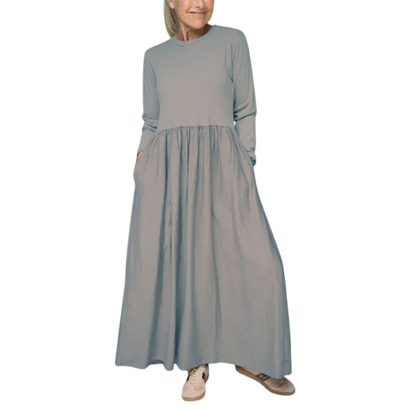 Gestricktes Langarm Damen Midi-Kleid