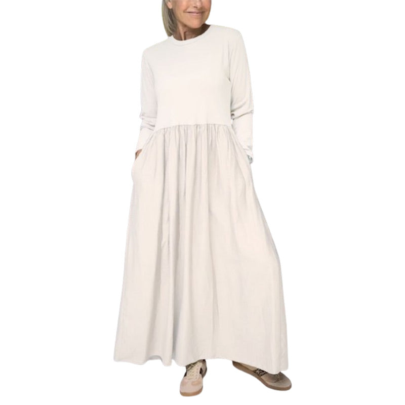Gestricktes Langarm Damen Midi-Kleid