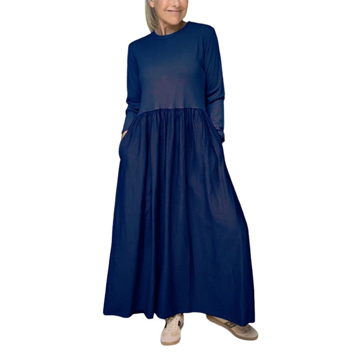 Gestricktes Langarm Damen Midi-Kleid