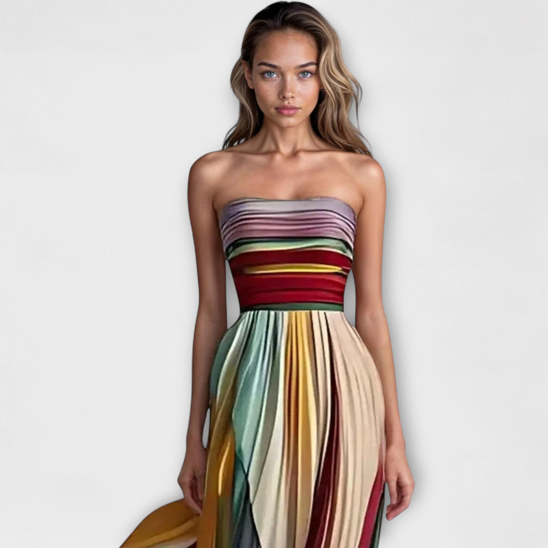 Farbenfrohes ärmelloses Damen Sommerkleid
